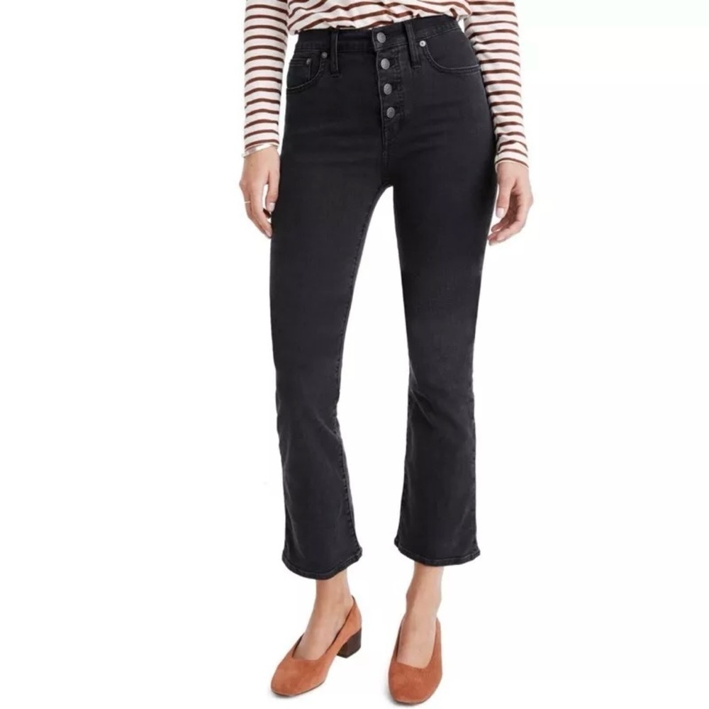 NEW MADEWELL Cali Button-Front Demi-Bootcut Crop Jeans